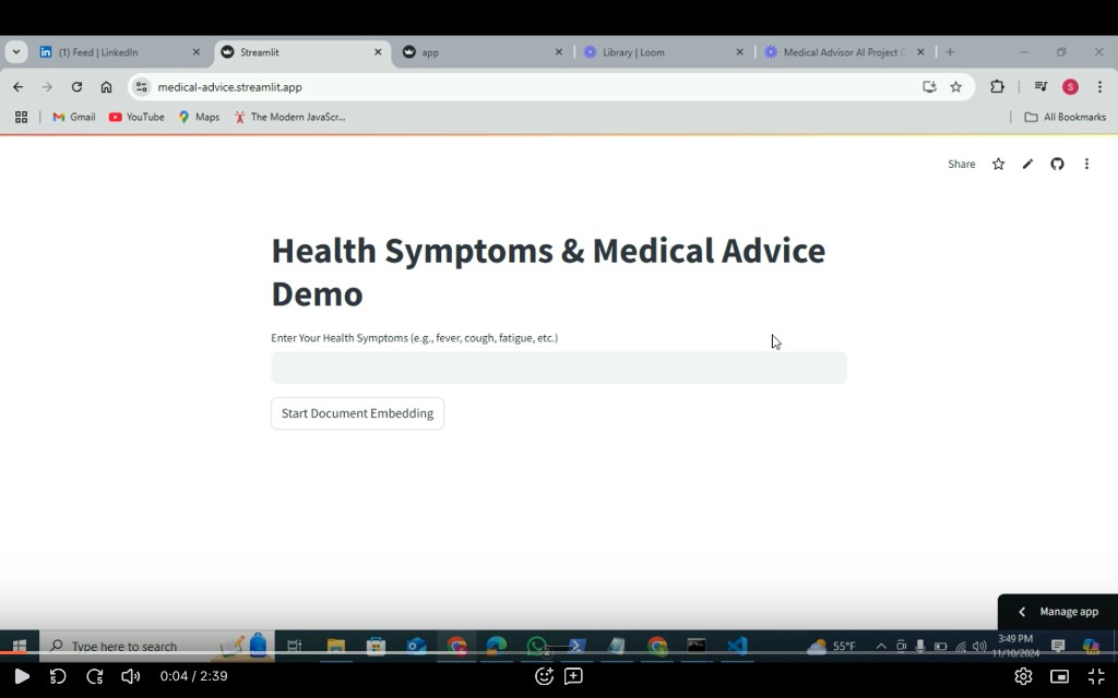 NVIDIA Medical Advice RAG demo preview
